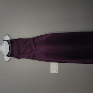 Plum Satin Spaghetti Strap Formal Dress, Size 14